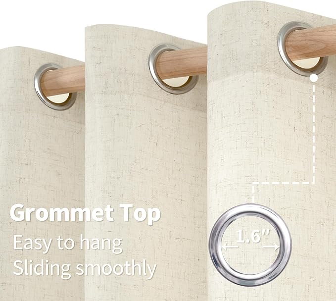 YoungsTex Linen Curtains 108 Inches Length Grommet Light Filtering Living Room - Image 6