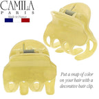 Camila Paris CP3132 French Hair Clip for Women, Set of 2 Small Yellow Girls Hair Claw Clips Fashion Durable Hair Accessories for Women, Luxury Ladies Strong Hold No Slip Grip Clamp, Made in France