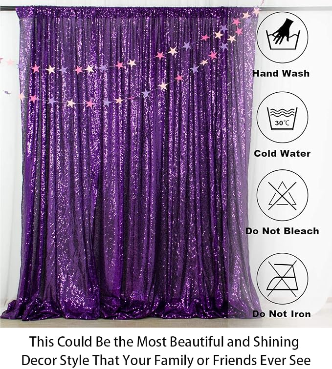 ShinyBeauty Purple Sequin Backdrop-Curtain 4FTx8FT, Photography & Photo Booth - Image 5