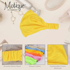 Motique Accessories Yellow Wide Cotton Head Band Solid Boho Yoga Style Soft Hairband for Women