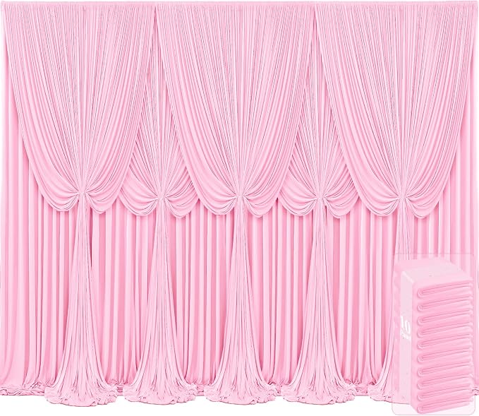 10 Panels Pink Backdrop Curtains by Tao-GePartyDecorations