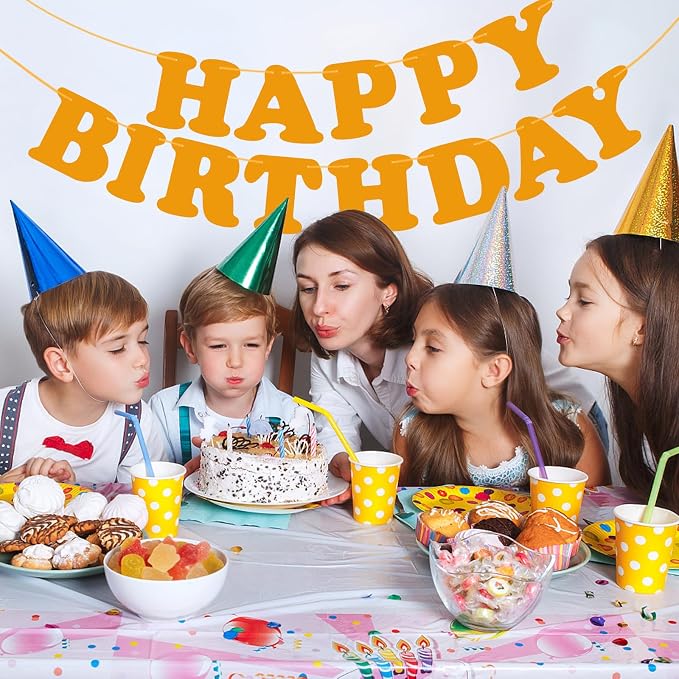 Orange Happy Birthday Banner Birthday Party Decorations Sign Birthday Backdrop - Image 6