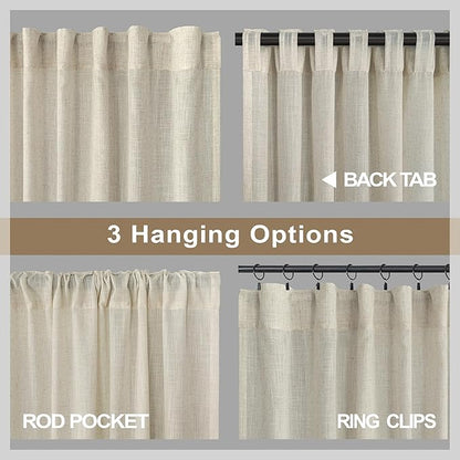 Pitalk 60 Inch Wide Curtains for Boys Bedroom Teen Girls 90 Inches Long Linen - Image 5