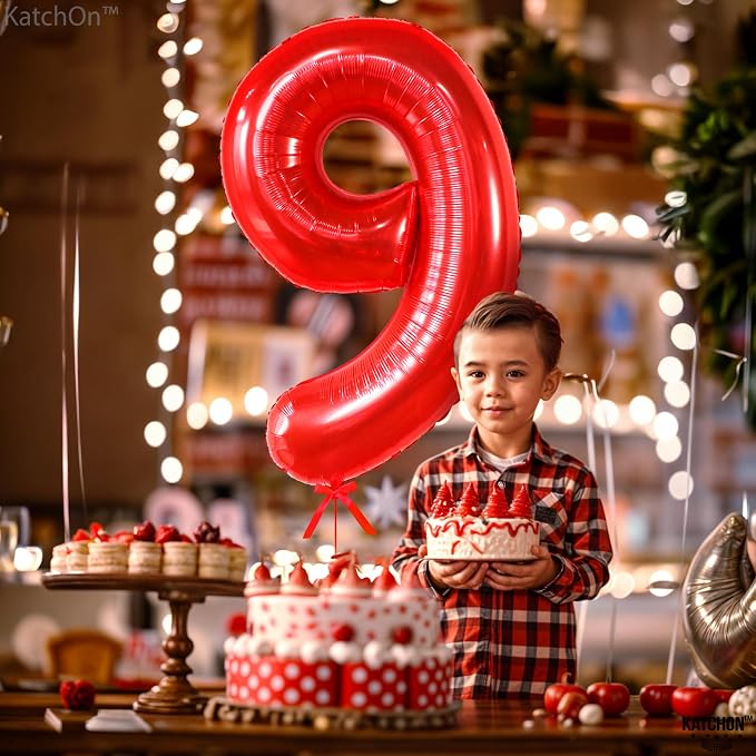 KatchOn Red Number 9 Balloon 40 Inch, 9 Balloon - Image 6