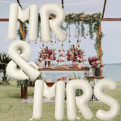 40 Inch Beige MR & MRS Balloons - Image 6