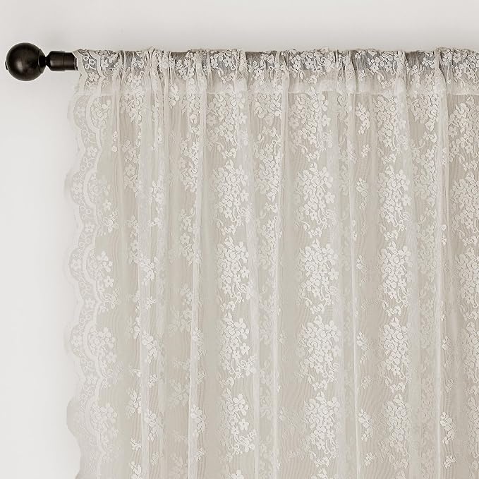 Anmao Vintage Lace Curtains 84 Inches Long 2 Panels Set, Romantic Elegant Light - Image 6