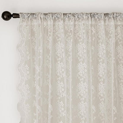 Anmao Vintage Lace Curtains 84 Inches Long 2 Panels Set, Romantic Elegant Light - Image 6