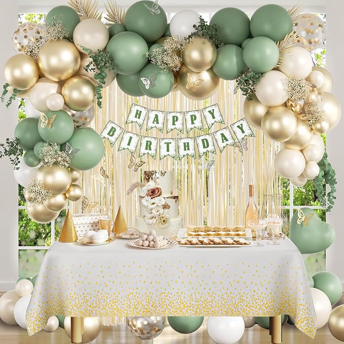 SaratimTou Sage Green Birthday Decorations - Image 7