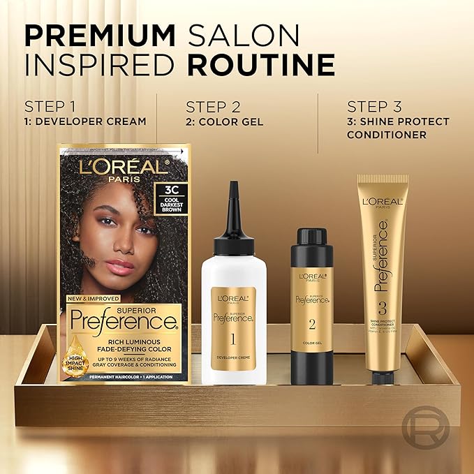 L'Oreal Paris Superior Preference Luminous Fade-Defying Permanent Hair Color, Hair Dye For Up to 9 Weeks of Radiance, Medium Ash Blonde 7.5A, 1 Hair Dye Kit