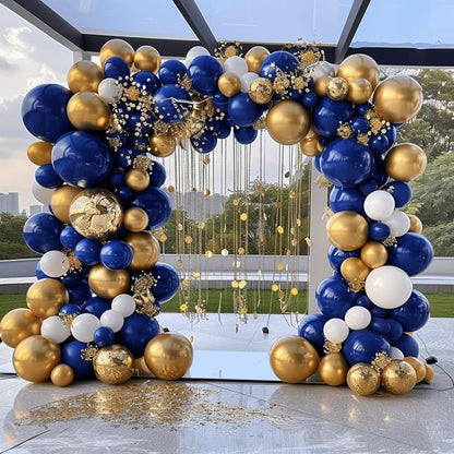 188pcs Royal Blue White Gold Balloon Garland Arch Kit - Image 5