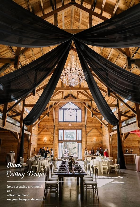 8 Panels Black Ceiling Drapes for Wedding Ceiling Drapes 5ftx20ft Wedding Arch - Image 6