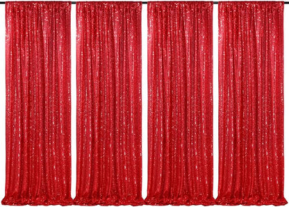 Red Sequin Backdrop 4 Panels 2FTx8FT Christmas Party Backdrop Curtains | Photo by QueenDream