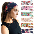DRESHOW 6 PCS Adjustable Headbands for Women Knotted Headbands Elastic Non-Slip Fashion Hair Bands for Workout Sports Running Yoga