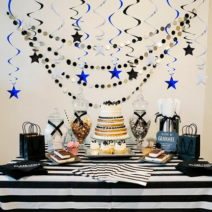 BEISHIDA Blue Black Silver Stars Hanging Swirls Graduation Hanging Ornament - Image 3