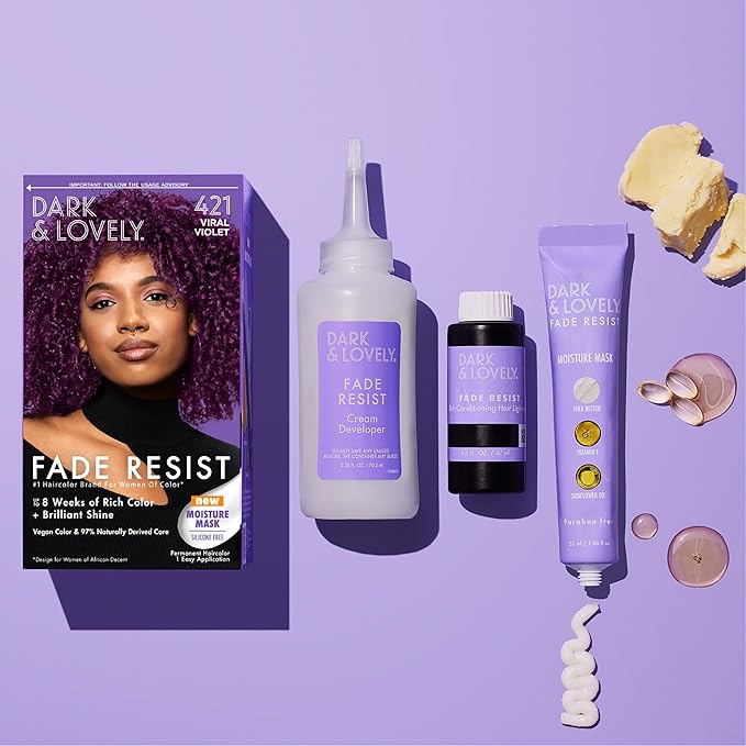 Softsheen-Carson Dark and Lovely Hair Dye, Fade Resist Hair Color with Conditioning Mask, Virtual Violet, 1 Kit (Pack of 2)