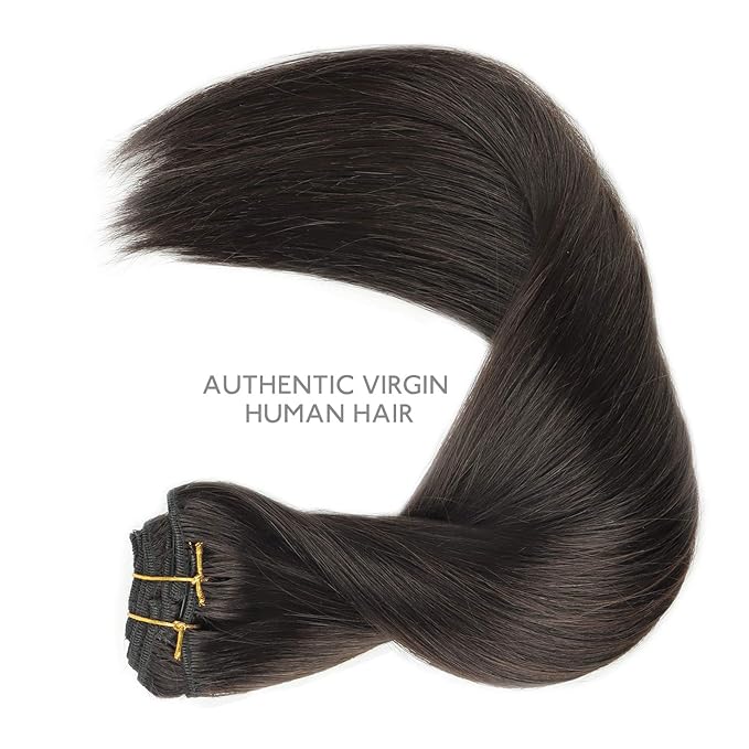 WENNALIFE Clip in Hair Extensions Real Human Hair, 24 Inch 140g 7pcs Remy Hair, Dark Brown Straight Natural Extensiones De Cabello Humano Con Clip Ins