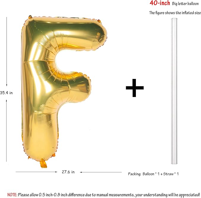 Letter Balloons 40 Inch Giant Jumbo Helium Foil Mylar Gold F | - Image 2