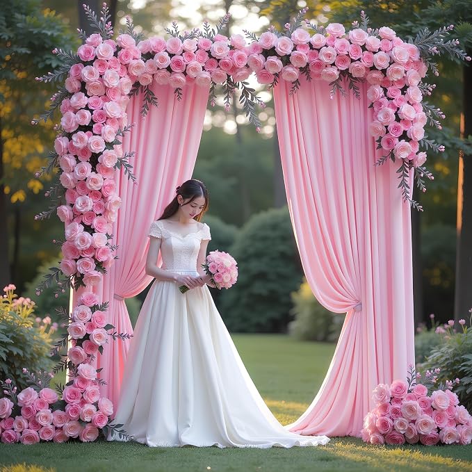 Asee'm Pink Backdrop Curtains Drapes - Image 4
