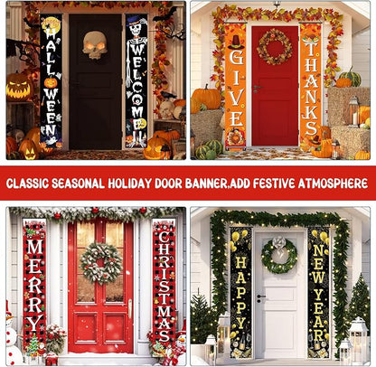 Preboun 12 Pairs Seasonal Door Banner Decorations Set Summer Fall Welcome - Image 5