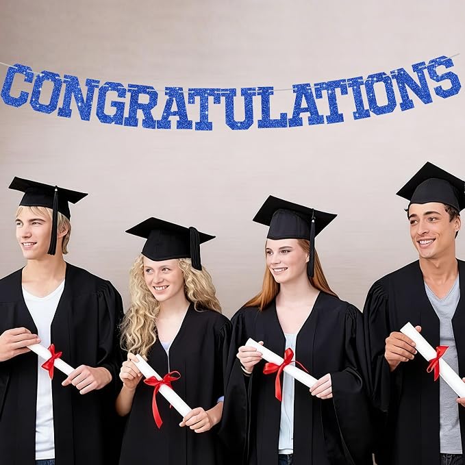 BEISHIDA Glitter CONGRATULATIONS Banner Blue 2026 Graduation Party Decorations - Image 6