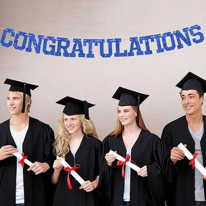 BEISHIDA Glitter CONGRATULATIONS Banner Blue 2026 Graduation Party Decorations - Image 6