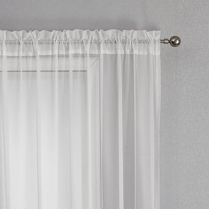 White Sheer Voile Curtains White Embossed Butterflies 84 Inches | Light - Image 7