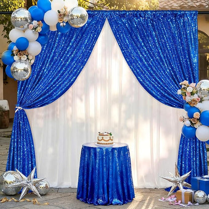 4th of July Party Decorations, 1 Panel 3FTx8FT Navy Blue Sequin Backdrop - Image 6
