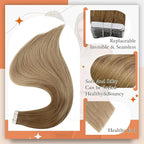 Full Shine Tape in Hair Extensions Real Human Hair 20 Inch Tape in Extensions Human Hair Color 10 Golden Brown to 14 Dark Blonde Remy Balayage Hair Extensions Tape ins 20 Pcs 50 Gram Straight Hair