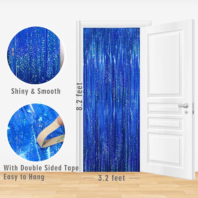GOER 3.2 ft x 8.2 ft Metallic Tinsel Foil Fringe Curtains Party Photo Backdrop - Image 3