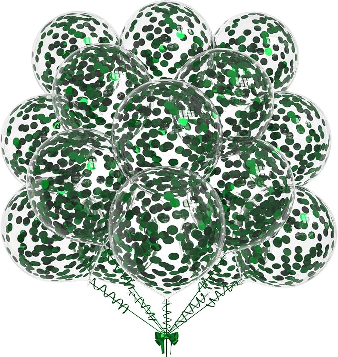 50pcs Dark Green Foil Confetti Balloons, 12 inch Latex Balloon by KALOR