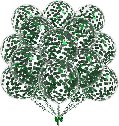 50pcs Dark Green Foil Confetti Balloons, 12 inch Latex Balloon by KALOR