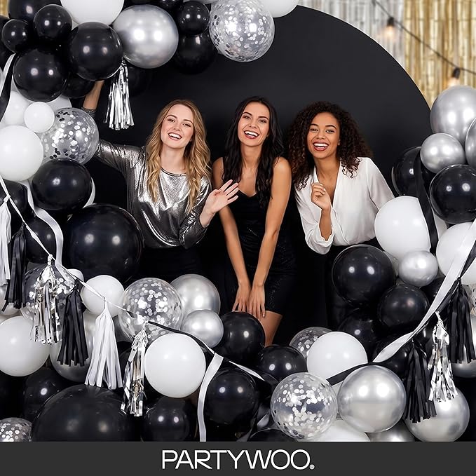 PartyWoo Black Balloons 155pcs Different Sizes of 18 12 10 5 Inch | Balloons - Image 5