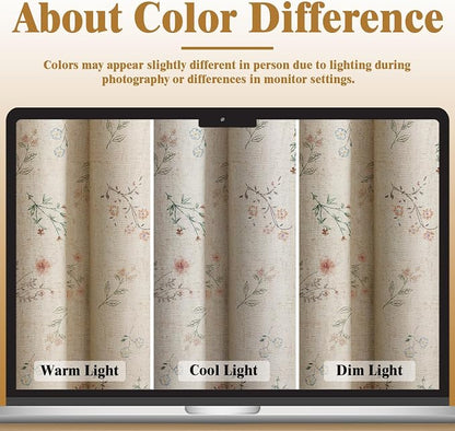 Boho Floral 100% Blackout Curtains 84 Inch 2 Panels 52" W x 108" L | Farmhouse - Image 6