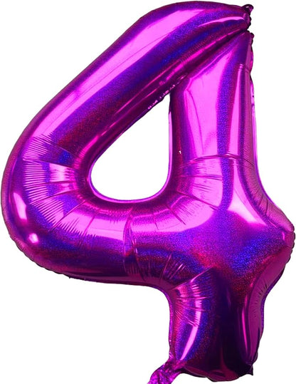 Jonhamwelbor 40 Inch Laser Hot Pink 4 Balloon Number Foil Mylar Giant Balloon by Jonhamwelbor