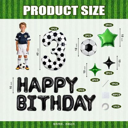 40 Inch Soccer Number 3 Balloon Set, Soccer Birthday Party Decorations | Sports - Image 2