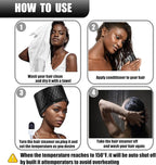 Heat Cap for Deep Conditioning, Thermal Steam Cap for Hair Treatment, Hair Steamer for Black Natural Hair, 10-Level Quick Heating Caps for Home Use.