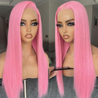 BLL Pink Wig, 13x4 Synthetic Lace Front Wig Pre-Plucked Glueless Long Silk Straight Wigs With Baby Hair Natural Density Ready to Wear Wigs For Women Suitable For Daily Party Wear 26inch