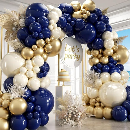 Navy Blue Gold Balloons Garland Arch Kit by Unknown