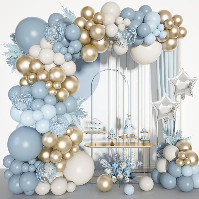 Dusty Blue Balloons Arch Kit, Different Sizes 18 12 10 5Inch Fog Blue Sand by OUDDYLIFE