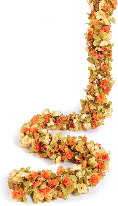 Artificial Flower Garland 8pcs 8.2ft Rose Vine Decor, Fall Champagne Flower | - Image 9