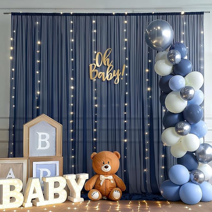 10x10ft Navy Blue Tulle Backdrop Curtain - Image 9