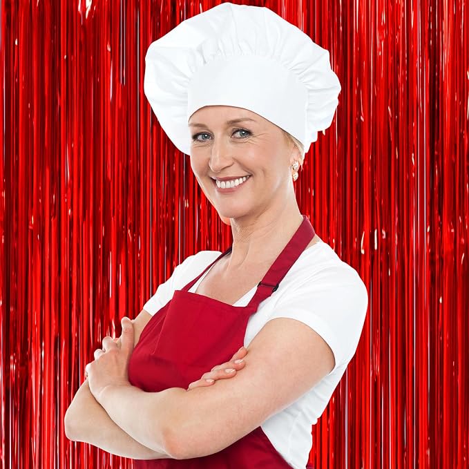 Voircoloria Red Foil Fringe Backdrop Curtains, 2 Pack | Tinsel Streamers - Image 7