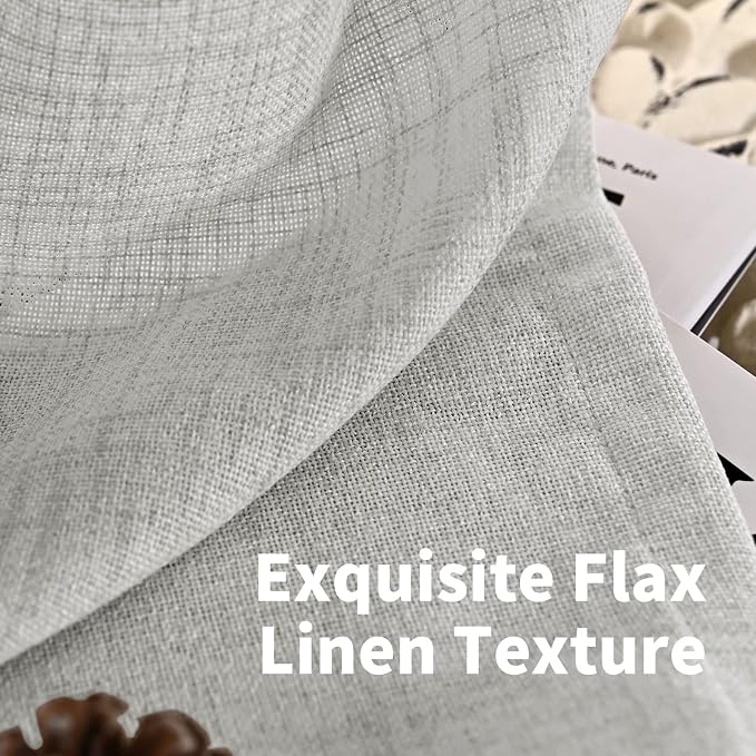 YoungsTex Light Grey Linen Curtains 63 Inches Long 2 Panels | Textured Light - Image 6