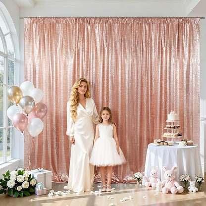 SquarePie 10x10ft Rose Gold Sequin Backdrop, High Density Non-Transparent - Image 2