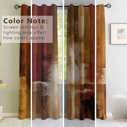 Asuexpect Burnt Orange Curtains 2 Panels Abstract Rust Curtain Room Darkening - Image 3