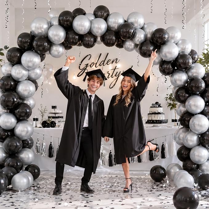 Black and Silver Balloons, Baby Shower, Anniversary, Graduation, Wedding Party - Image 7