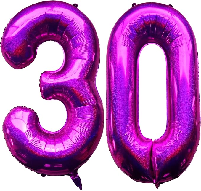 Laser Hot Pink Number 30 Balloons 40 Inch Giant Number Pink 30 Foil Mylar by COLORFULELVES