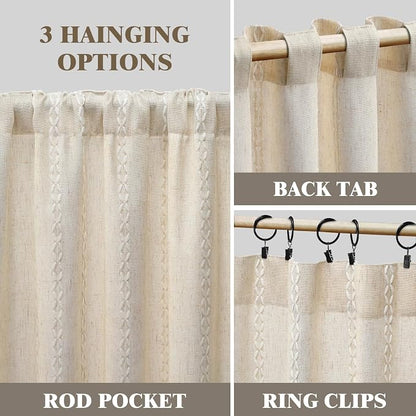 Boho Light Filtering Curtains 63 Inch 2 Panels - Image 5