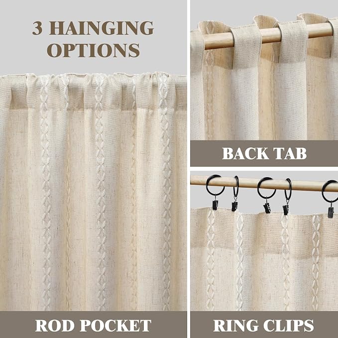 Boho Light Filtering Curtains 84 Inch 2 Panels - Image 5