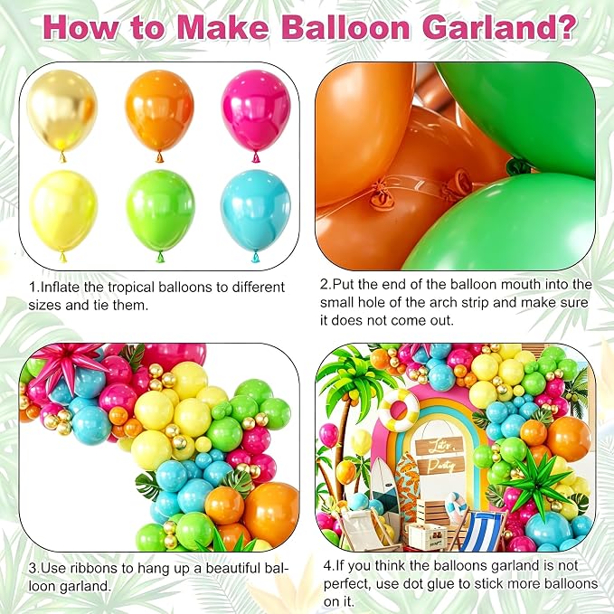 157PCS Flamingo Tropical Luau Balloons Arch Garland Kit, Olive Green Hot Pink - Image 3